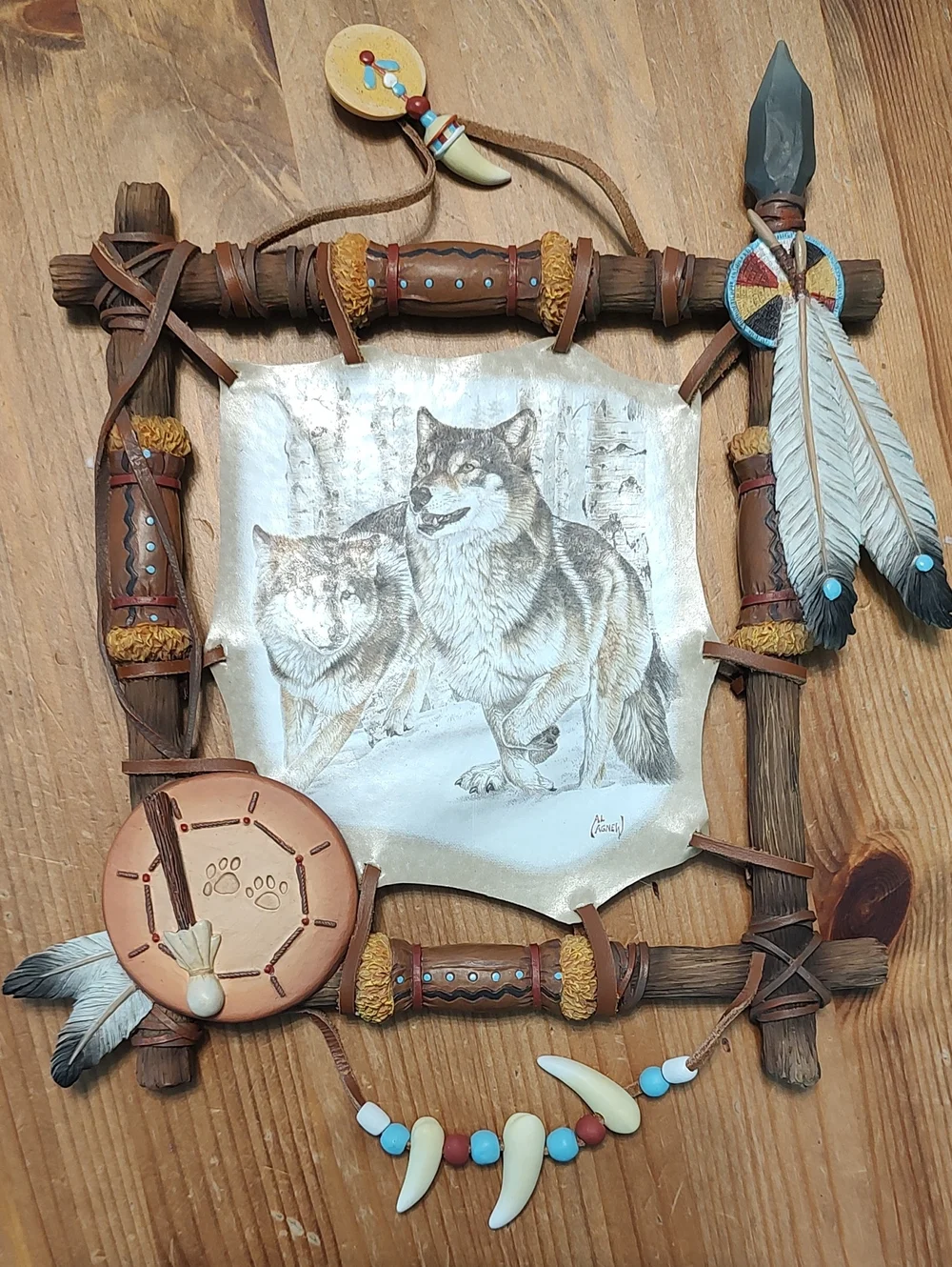 Rustic Wolf Native-Inspired Wall Decor